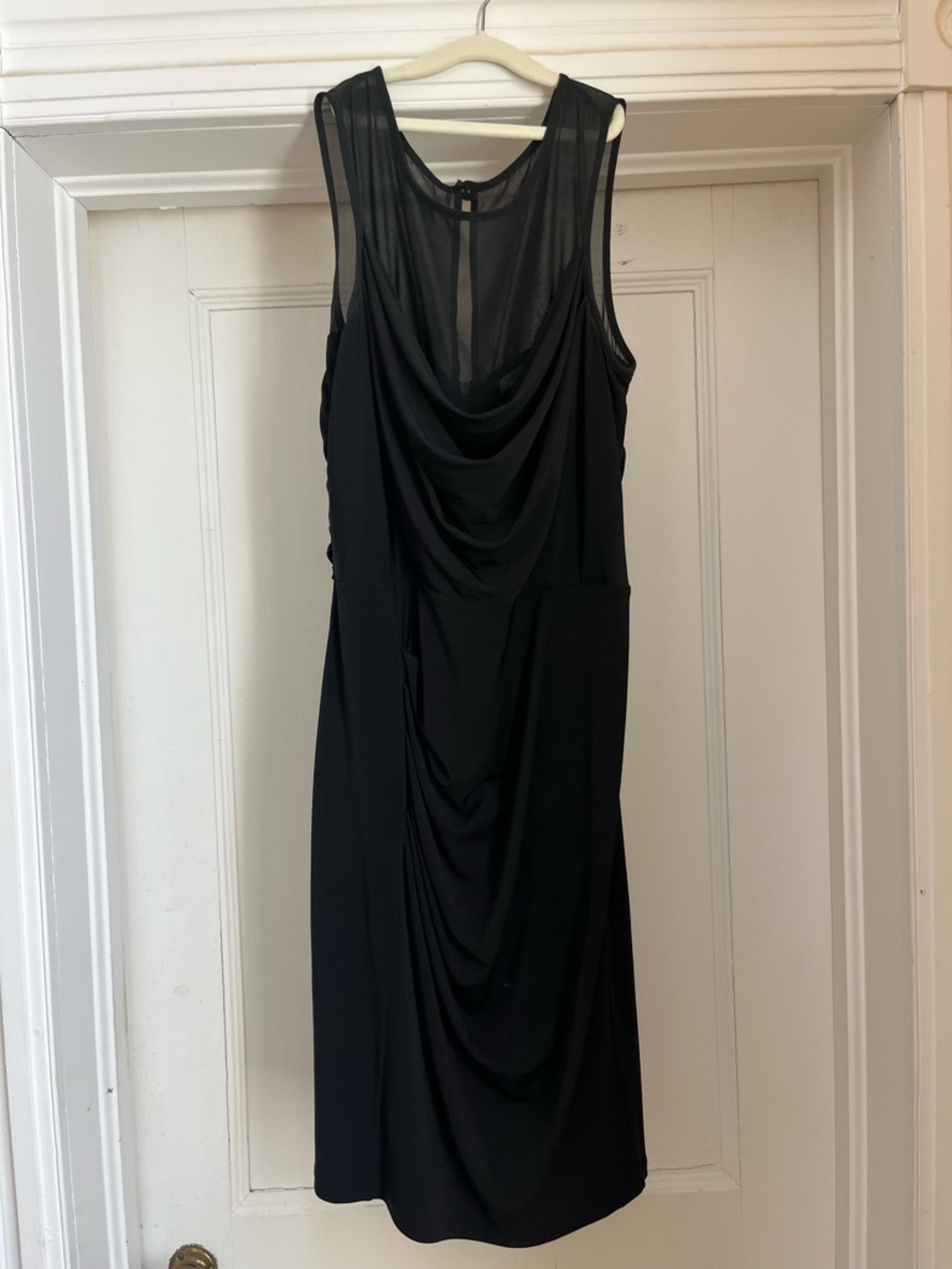 Max & Cleo Black Sleeveless Draped Midi Dress